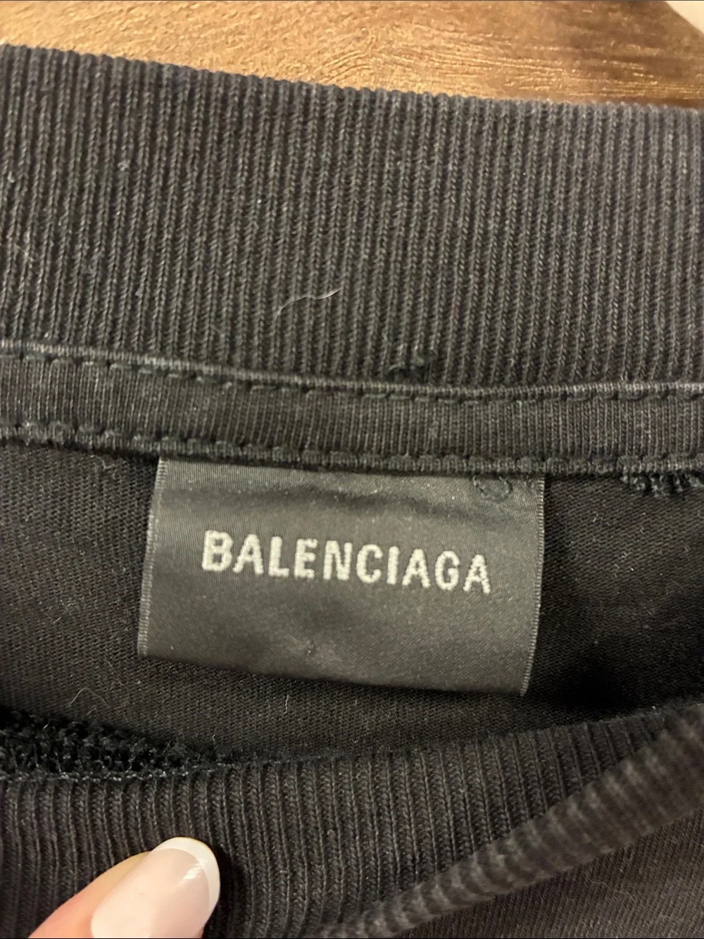 Balenciaga Black Sweatshirt with Blue Plaid Button-Front Panel - Picture 5 of 6